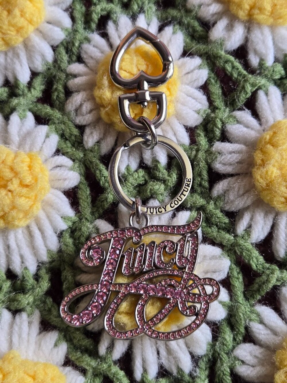 Juicy Couture Pink Rhinestone 'Juicy' Script Bag Charm
